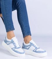 Gemre Niebieskie sneakersy ażurowe na masywnej podeszwie Lusinda