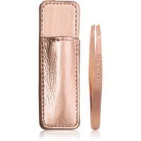 Tweezerman Mini Slant Studio Collection pinceta s poševno konico mini s potovalnim etuijem Rose Gold 2 kos