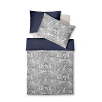 Fleuresse POSTEĽNÁ BIELIZEŇ, makosatén, tmavomodrá, sivomodrá, 140/200 cm