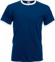 Fruit of the Loom Pánské tričko Ringer T s kontrastními lemy, 165 g/m Barva: modrá námořní - bílá, Velikost: 3XL F159