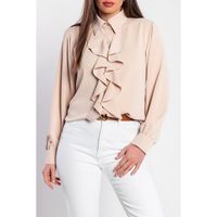 Elegantes Hemd Mit Rüschen, Farbe Beige
