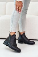 Low women's ankle boots with a flat heel in black S.Barski Black