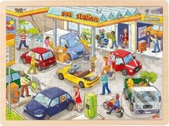 Čerpací stanice (Dřevěné puzzle) - puzzle z kategorie Maxi dílky