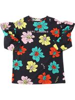 Flower Print Cotton Sweat Dress W/ Logo