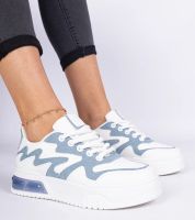 marka niezdefiniowana Blue women's sneakers with denim accents Lasata