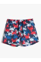 Koton Marine Shorts with Tie Waist Crab Print, Mesh Lined.