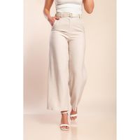 Elegante Lange Hose Mit Gürtel, Farbe Beige