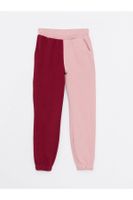 LC Waikiki Girl's Jogger Sweatpants with an Elastic Waist, Color Block Block