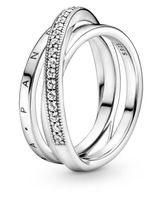 Pandora Strieborný prepletený prsteň so zirkónmi Pavé 199057C01 50 mm