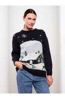 LC Waikiki New Year's Themed Long Sleeve Women's Knitwear Sweater