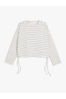 Koton Crop Sweatshirt with Tie Detail on the Sides, Crew Neck, Comfortable Fit