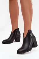 Boto Fűtött női bokacsizma magas sarkonből eco bőrből fekete Talienne