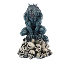 Figur (Dekoration) Roaring Black Werewolf On A Pile Of Skulls