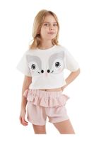 Denokids Twin Gazelle Girl's Summer Crop T-shirt Ruffle Shorts Set