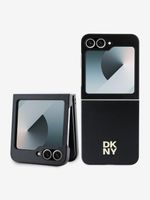 DKNY PU Leather Stack Logo Zadní Kryt pro Samsung Galaxy Z Flip 6 Black Etui za telefon ljubičasta