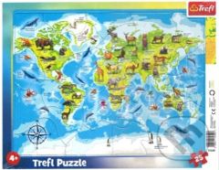 Mapa světa se zvířátky - puzzle z kategorie Naučné puzzle