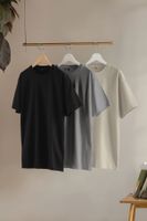 Trendyol Black-Stone-Anthracite Large Size 3-Pack Regular Cut 100% Cotton T-Shirt