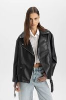 DEFACTO Oversize Fit Water Repellent Faux Leather Jacket