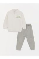 LC Waikiki High Collar Long Sleeve Printed Baby Boy Sweatshirt and Tracksuit Bottom 2-Piece Set