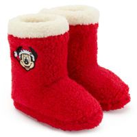 Micky Maus - Weihnachtsmann - Weihnachtliche Sherpa-Hausstiefel für Kinder
