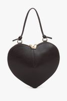 Estro: Mała ciemnobrązowa torebka damska w kształcie serca ze skóry naturalnej