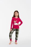 Girls' pyjamas Zonda, long sleeves, long legs - amaranth/print