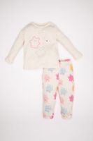 DEFACTO Baby Girl Printed Long Sleeve Top Long Bottom Pajama Set