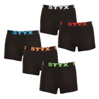 5PACK pánské boxerky Styx sportovní guma černé (5G9602) M