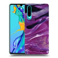 Silikónový čierny obal pre Huawei P30 - Purple glitter