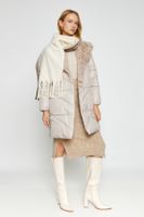 Koton Long Puffer Coat Plush Collar Detailed Hooded