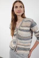 Trendyol Gray Soft Texture Color Block Knit Cardigan