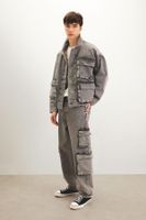 DEFACTO Oversize Wide Mold Snap Closure Pocket Jean Jacket