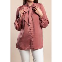 Plus Size Bluza S Mašnom, Antikno Ružičasta