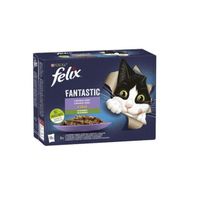 Felix Fantastic Multipack hovězí s mrkví/ kuře s rajčaty/ losos s cuketou/ pstruh se zel. fazolkami 12x85g