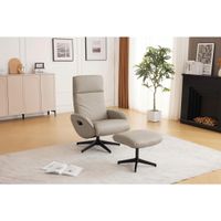 Livetastic RELAXAČNÍ KŘESLO S TABURETEM, textil, kůže, šedohnědá