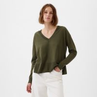 Bluza GAP Longsleeve Linen Split Hem Pullover Sweater Ripe Olive S