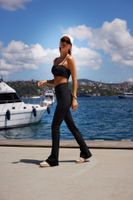 Trendyol Black Lifting dupla mellű derék részlet Kiszélesedő lábú jóga Sport leggings