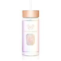 Crystallove Straw Water Bottle скляна пляшка для води з трубочкою Hologram - Rose Quartz 400 мл