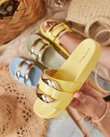 Resti Yellow women's slippers with gold ornament Serina - Footwear