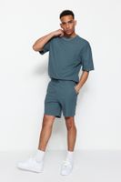 Trendyol Limited Edition Petrol Regular 100% Cotton Textured Shorts