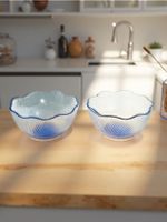 Sinsay - Ozdobne salaterki z ryflowaniem 2 pack - błękitny