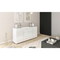 MID.YOU ŠIROKÁ KOMODA, biela, biela s vysokým leskom, 150/68/38,5 cm