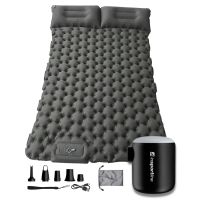 Nafukovací karimatka pro dva inSPORTline Faustea s minipumpou 192x125x8 cm šedá karimatka, černá pumpa