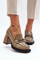 VINCEZA Zöld lakkbőr szivattyúk vaskos sarkon Terimene