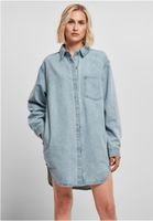 Women's oversized denim shirt dress tinted in light blue