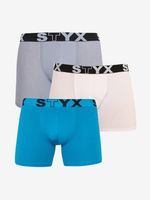 Styx Boxershorts 3 Stück Blau Weiß Grau