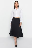 Trendyol Black Satin Fabric A-line Midi Woven Skirt