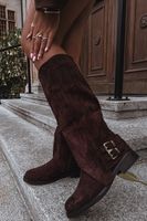 Boto Zateplené dámské kozačky s přezkami čokoládové Umbria