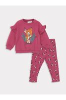 LC Waikiki Crew Neck Long Sleeve Bambi Printed Baby Girl Sweatshirt and Leggings 2- Set