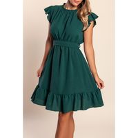 Rüschen-Minikleid, Dunkelgrün